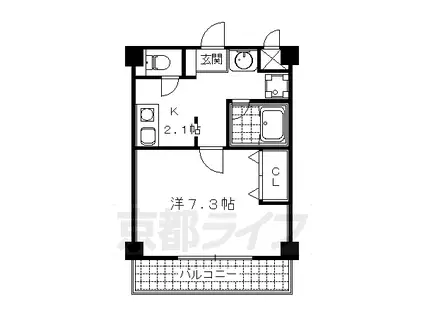 阪急電鉄京都線 大宮駅(京都) 徒歩4分 3階建 築18年(1K/1階)の間取り写真
