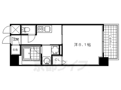 京都市東西線 二条城前駅 徒歩4分 13階建 築18年(1K/3階)の間取り写真