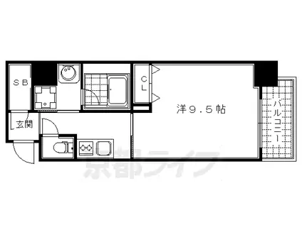 京都市東西線 二条城前駅 徒歩4分 13階建 築18年(1K/3階)の間取り写真
