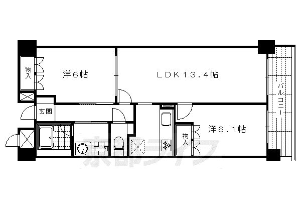 イーグルコート三条京阪(2LDK/2階)の間取り写真