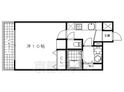 京都市烏丸線 烏丸御池駅 徒歩10分 5階建 築17年(1K/2階)の間取り写真