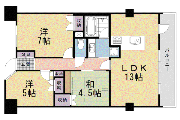 京都市烏丸線 四条駅(京都市営) 徒歩6分 10階建 築18年(3LDK/5階)の間取り写真