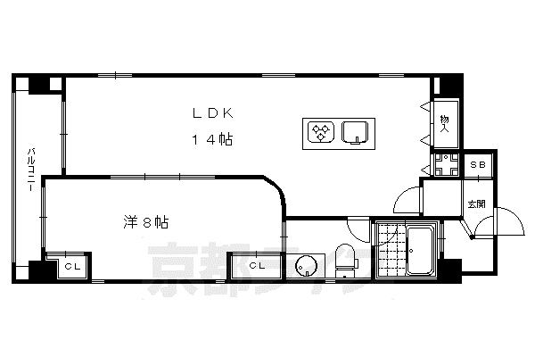 京都市烏丸線 丸太町駅(京都市営) 徒歩9分 3階建 築18年(1LDK/3階)の間取り写真