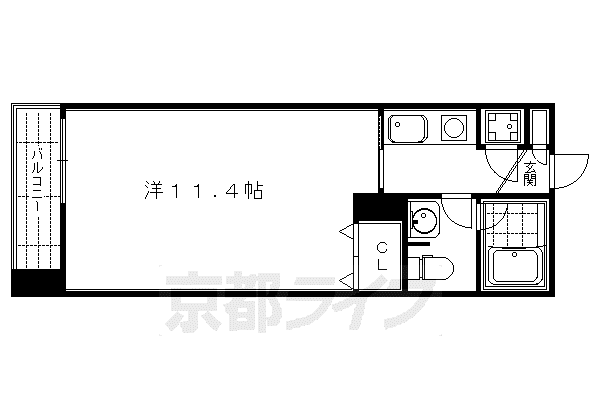 阪急電鉄京都線 京都河原町駅 徒歩4分 13階建 築18年(1K/6階)の間取り写真