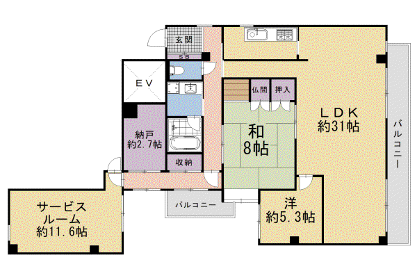 京都市烏丸線 四条駅(京都市営) 徒歩3分 5階建 築33年(3SLDK/4階)の間取り写真