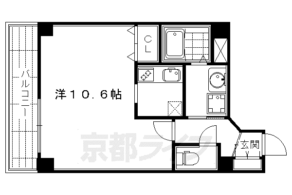京阪電気鉄道京阪線 祇園四条駅 徒歩7分 5階建 築42年(1K/4階)の間取り写真