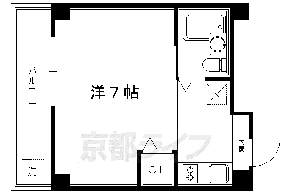 京都市烏丸線 四条駅(京都市営) 徒歩5分 6階建 築41年(1K/5階)の間取り写真