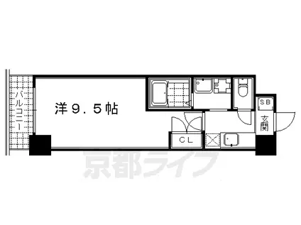 京都市東西線 二条城前駅 徒歩4分 9階建 築19年(1K/7階)の間取り写真