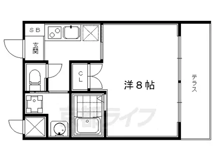 エスポワール二条城(1K/1階)の間取り写真