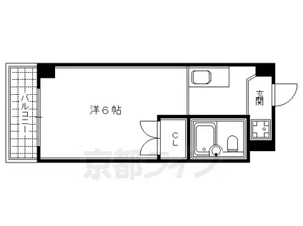 京都市烏丸線 四条駅(京都市営) 徒歩7分 4階建 築38年(1K/3階)の間取り写真
