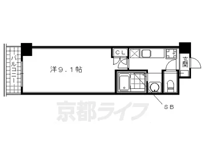 京阪電気鉄道鴨東線 神宮丸太町駅 徒歩5分 6階建 築16年(1K/3階)の間取り写真