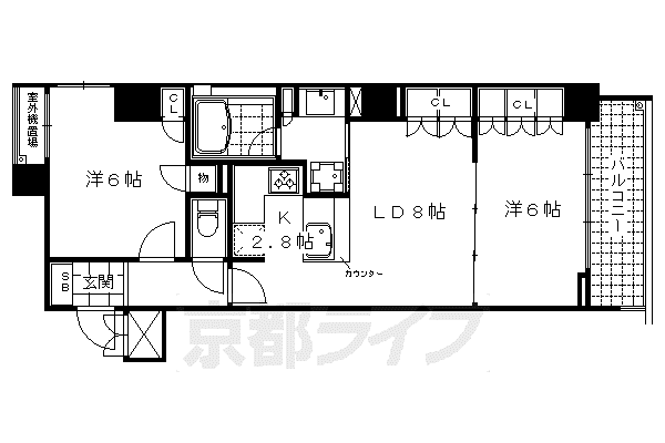 LEGAL京都四条烏丸(2LDK/5階)の間取り写真