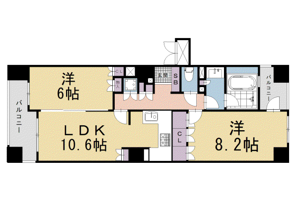 LEGAL京都四条烏丸(2LDK/10階)の間取り写真