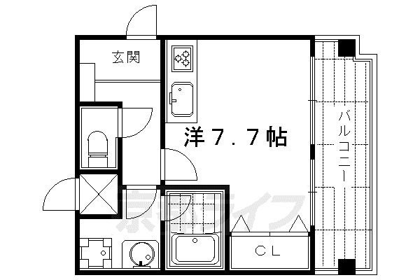 京阪電気鉄道京阪線 三条駅(京都) 徒歩6分 5階建 築35年(ワンルーム/3階)の間取り写真