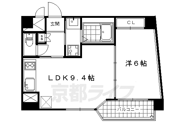 京都市東西線 東山駅(京都) 徒歩5分 5階建 築17年(1LDK/2階)の間取り写真