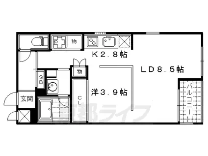 京阪電気鉄道京阪線 三条駅(京都) 徒歩5分 5階建 築16年(1LDK/3階)の間取り写真