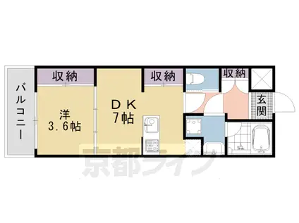 京阪電気鉄道京阪線 三条駅(京都) 徒歩5分 5階建 築17年(1DK/4階)の間取り写真