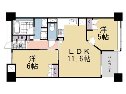 LIVIO四条大宮(2LDK/2階)の間取り写真
