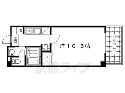 阪急電鉄京都線 京都河原町駅 徒歩5分 5階建 築17年(1K/3階)の間取り写真