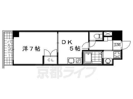 M・G HILLS四条河原町(1DK/4階)の間取り写真