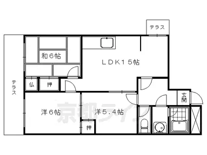 阪急電鉄京都線 大宮駅(京都) 徒歩7分 3階建 築45年(3LDK/1階)の間取り写真