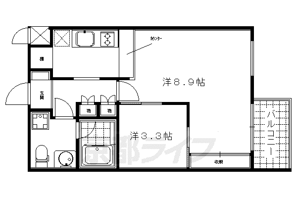 京阪電気鉄道京阪線 祇園四条駅 徒歩8分 5階建 築19年(2K/4階)の間取り写真