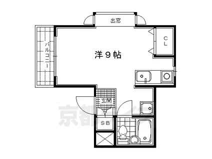 京都市烏丸線 北山駅(京都) 徒歩30分 4階建 築37年(1K/2階)の間取り写真