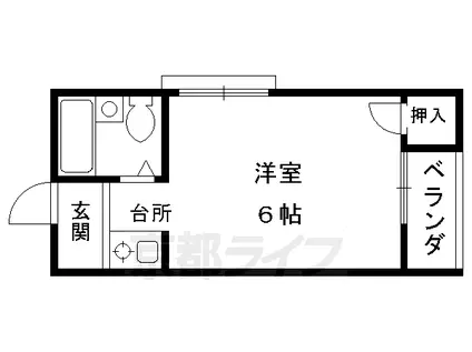京都市烏丸線 北大路駅 徒歩9分 3階建 築41年(1K/2階)の間取り写真