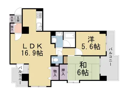 山陰本線 嵯峨嵐山駅 徒歩10分 7階建 築41年(2LDK/7階)の間取り写真