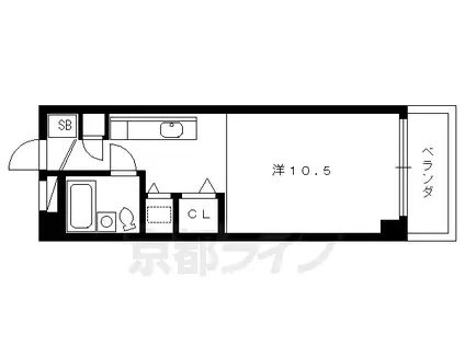 京都市烏丸線 五条駅(京都市営) 徒歩7分 6階建 築37年(ワンルーム/2階)の間取り写真