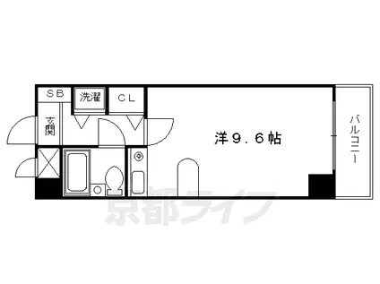 京都市烏丸線 五条駅(京都市営) 徒歩7分 6階建 築37年(ワンルーム/4階)の間取り写真