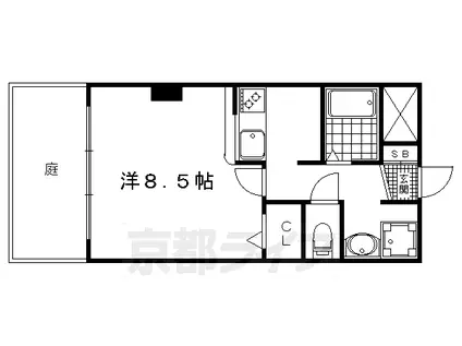京福北野線 北野白梅町駅 徒歩8分 5階建 築39年(1K/1階)の間取り写真