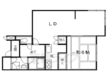京都市烏丸線 鞍馬口駅 徒歩8分 10階建 築44年(1LDK/8階)の間取り写真