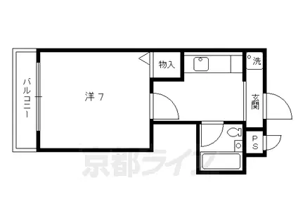 京都市烏丸線 北山駅(京都) 徒歩4分 2階建 築28年(1K/2階)の間取り写真