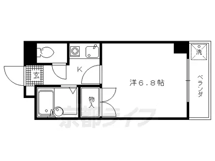 京都市烏丸線 北大路駅 徒歩11分 4階建 築30年(1K/4階)の間取り写真