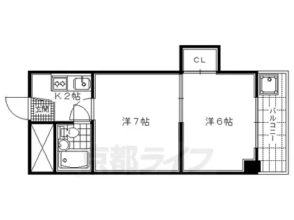 カーサ ベラ(2K/4階)の間取り写真