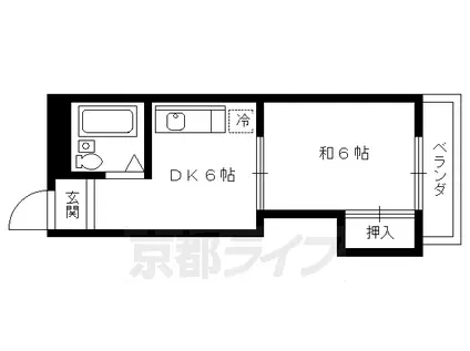 京都市烏丸線 北大路駅 徒歩7分 4階建 築44年(1DK/2階)の間取り写真