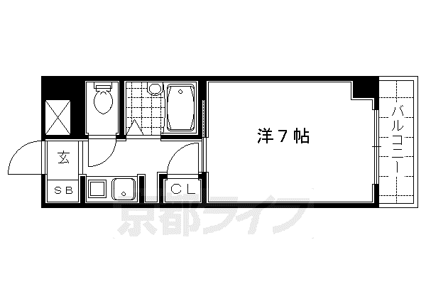 阪急電鉄京都線 西院駅(阪急) 徒歩4分 6階建 築40年(1K/3階)の間取り写真