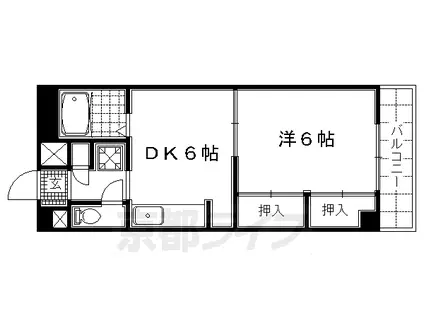 阪急電鉄京都線 西院駅(阪急) 徒歩4分 6階建 築39年(1DK/5階)の間取り写真