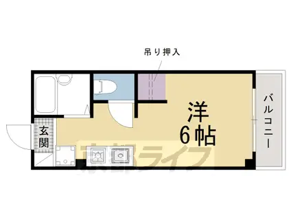 京福北野線 北野白梅町駅 徒歩15分 5階建 築41年(1K/3階)の間取り写真