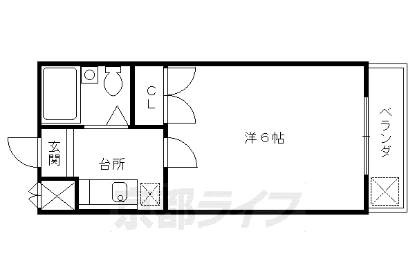 京都市烏丸線 今出川駅 徒歩10分 9階建 築33年(1K/3階)の間取り写真