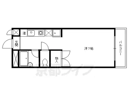 サンライズ木野(1K/3階)の間取り写真