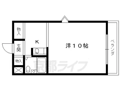 叡山電鉄 茶山・京都芸術大学駅 徒歩1分 5階建 築41年(1K/4階)の間取り写真
