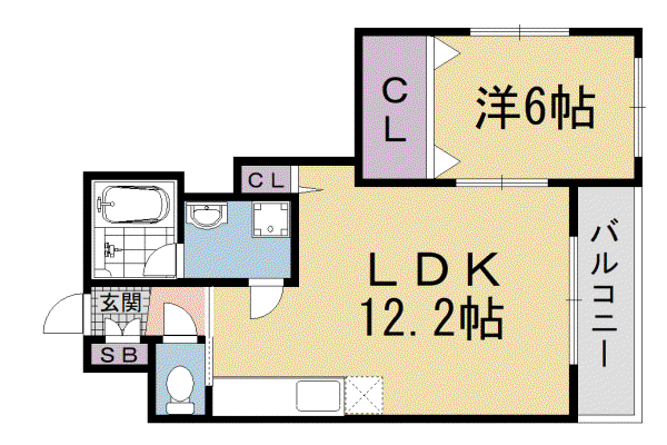 山陰本線 丹波口駅 徒歩7分 3階建 築20年(1LDK/3階)の間取り写真