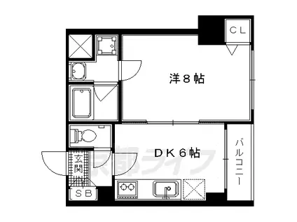 京都市烏丸線 今出川駅 徒歩9分 11階建 築33年(1DK/4階)の間取り写真