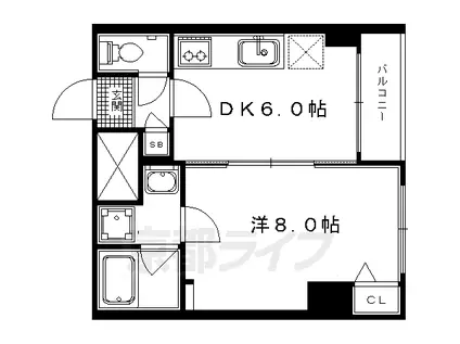 AFICION堀川(1DK/8階)の間取り写真