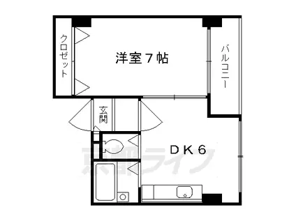 京都市烏丸線 北大路駅 徒歩12分 4階建 築34年(1DK/3階)の間取り写真