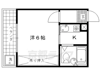 京福北野線 北野白梅町駅 徒歩12分 3階建 築43年(1K/2階)の間取り写真