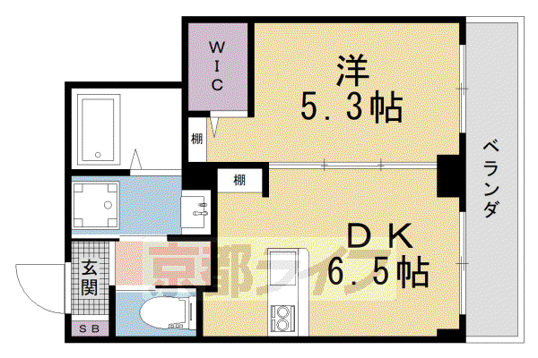 成山ビル(1DK/4階)の間取り写真