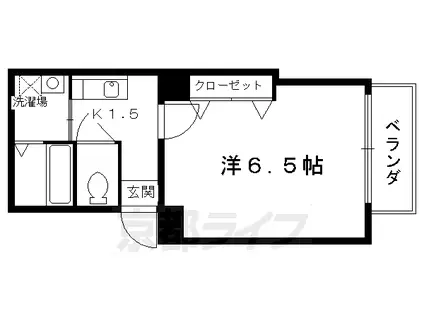 京都市烏丸線 今出川駅 徒歩3分 4階建 築32年(1K/1階)の間取り写真